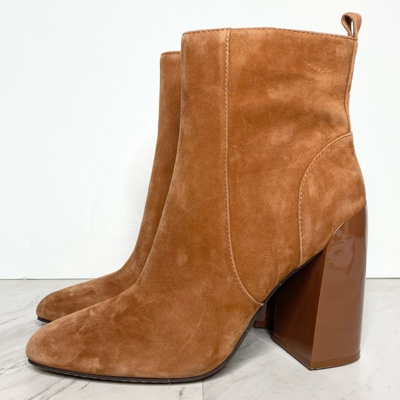 New! Vince Camuto Enverna Brown Suede Heeled Bootie 8M